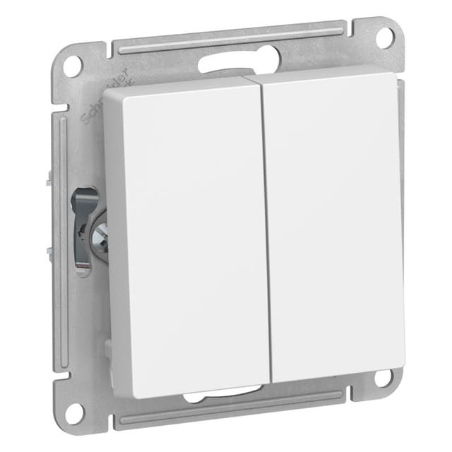 Выключатель двухклавишный проходной Schneider Electric AtlasDesign лотос ATN001365