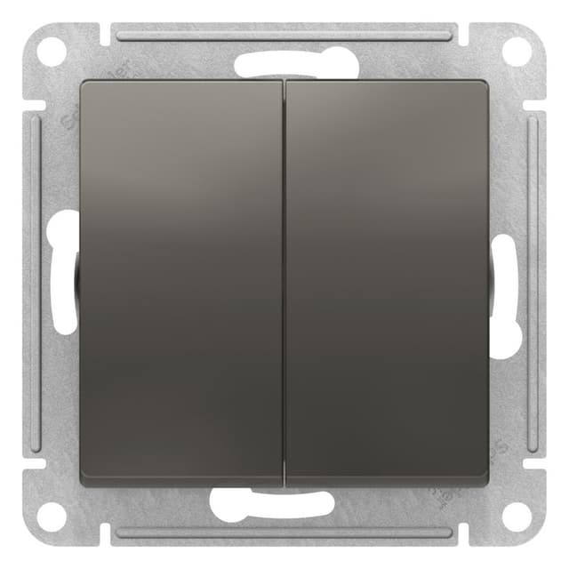 Выключатель двухклавишный перекрестный Schneider Electric AtlasDesign сталь ATN000973