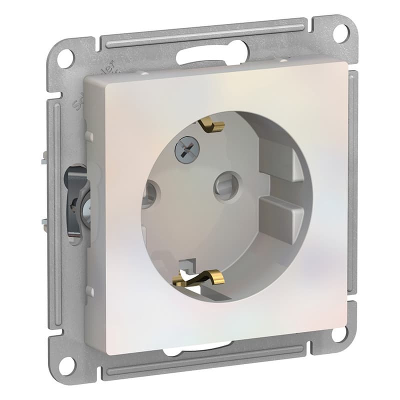 Розетка с заземлением и защитными шторками Schneider Electric AtlasDesign жемчуг ATN000445