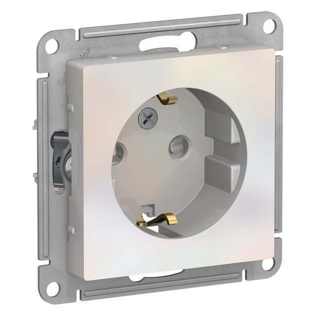 Розетка с заземлением и защитными шторками Schneider Electric AtlasDesign жемчуг ATN000445