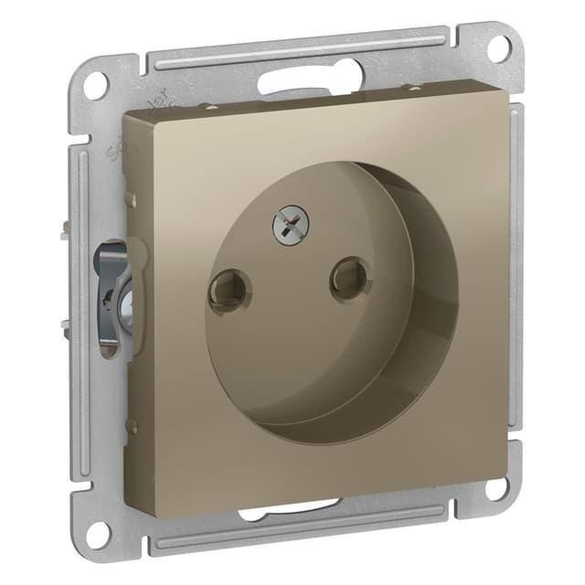 Розетка без заземления с защитными шторками Schneider Electric AtlasDesign шампань ATN000549
