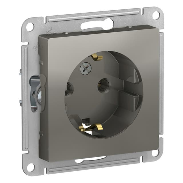 Розетка с заземлением Schneider Electric AtlasDesign сталь ATN000943
