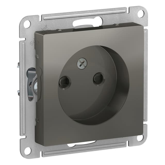 Розетка без заземления с защитными шторками Schneider Electric AtlasDesign сталь ATN000949