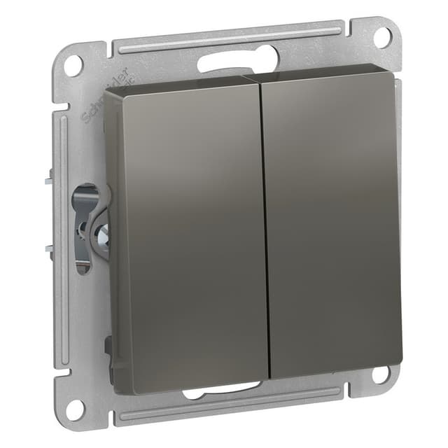 Выключатель двухклавишный Schneider Electric AtlasDesign сталь ATN000951