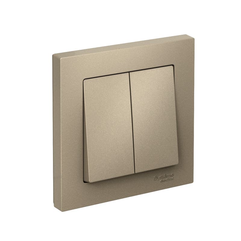 Выключатель двухклавишный Schneider Electric AtlasDesign шампань ATN000552