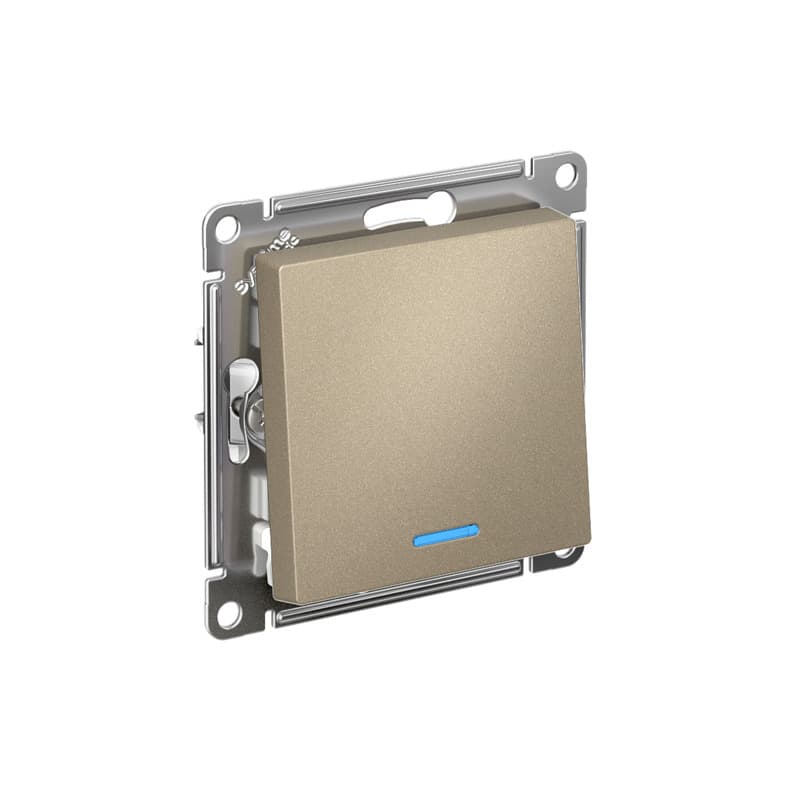 Выключатель одноклавишный проходной с подсветкой Schneider Electric AtlasDesign шампань ATN000563