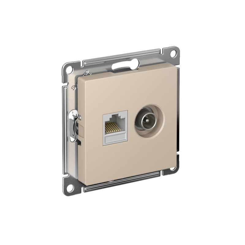 Розетка двойная TV компьютерная Schneider Electric AtlasDesign песочный ATN001289