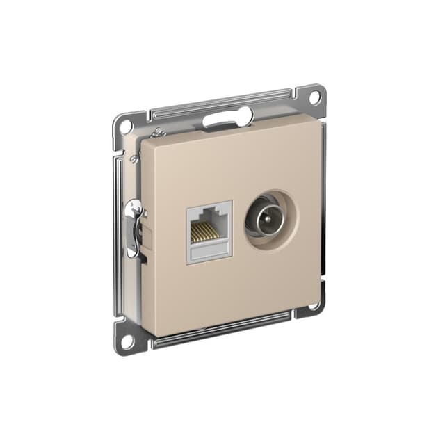 Розетка двойная TV компьютерная Schneider Electric AtlasDesign песочный ATN001289