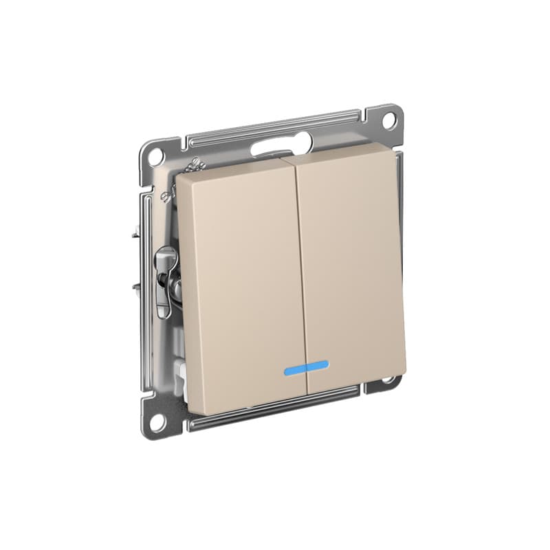 Выключатель двухклавишный с подсветкой Schneider Electric AtlasDesign песочный ATN001253
