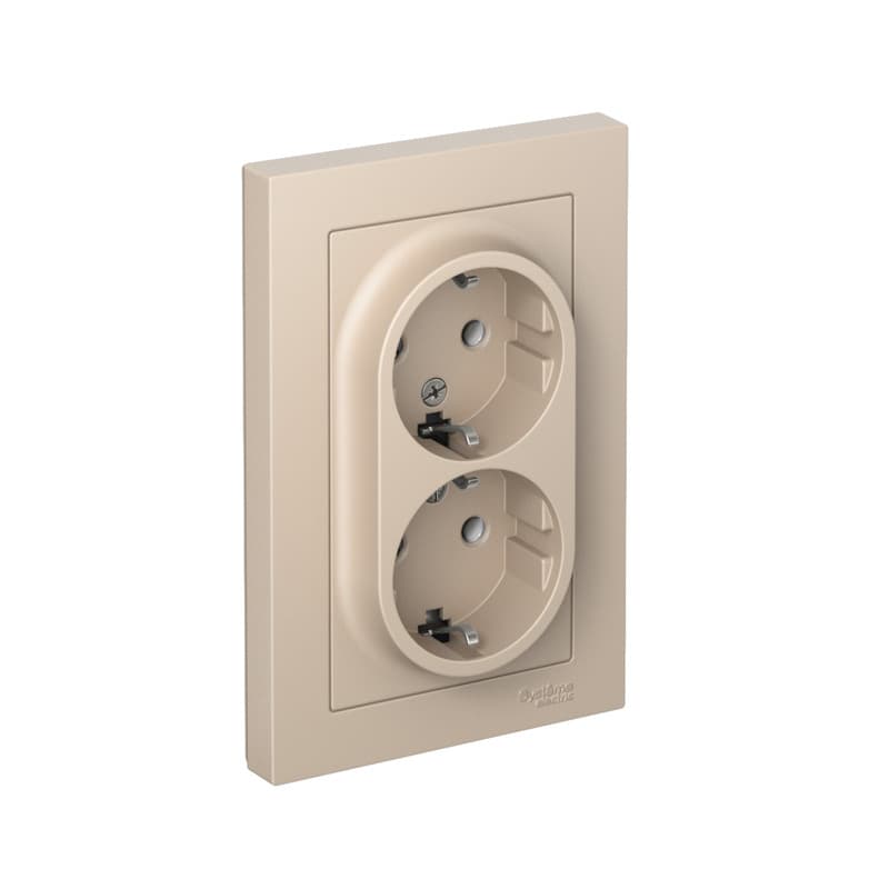 Розетка двойная с заземлением Schneider Electric AtlasDesign песочный ATN001224