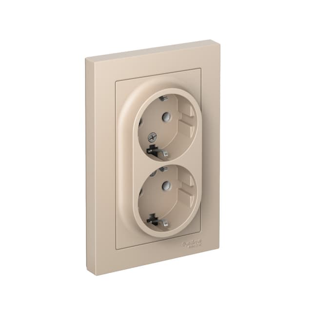 Розетка двойная с заземлением Schneider Electric AtlasDesign песочный ATN001224