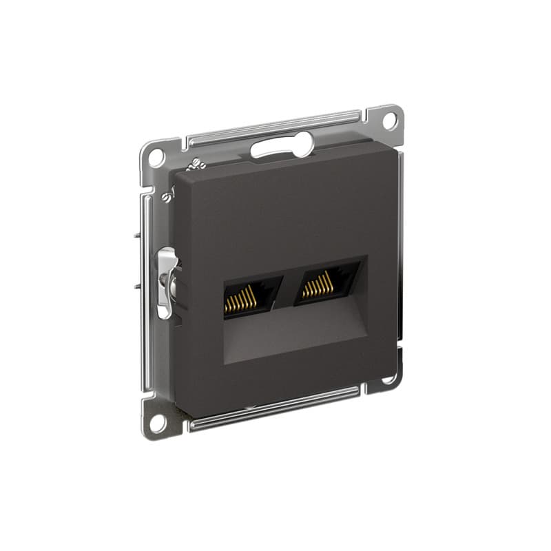 Розетка компьютерная двойная Schneider Electric AtlasDesign базальт ATN001485