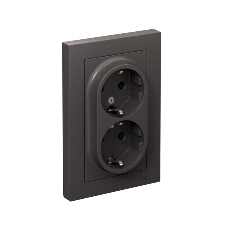 Розетка двойная с заземлением Schneider Electric AtlasDesign базальт ATN001424