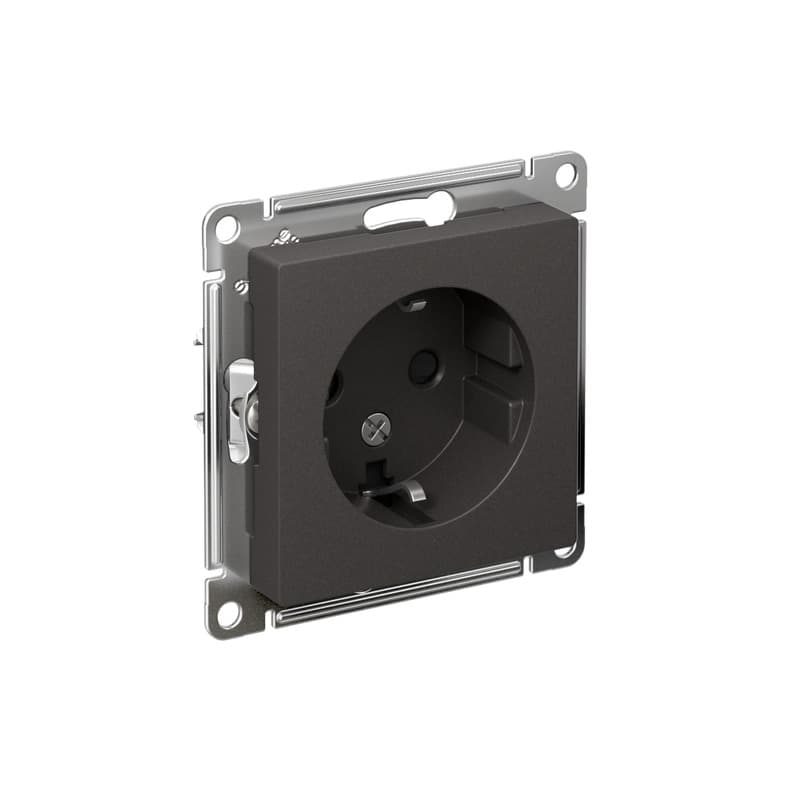 Розетка с заземлением и защитными шторками Schneider Electric AtlasDesign базальт ATN001445
