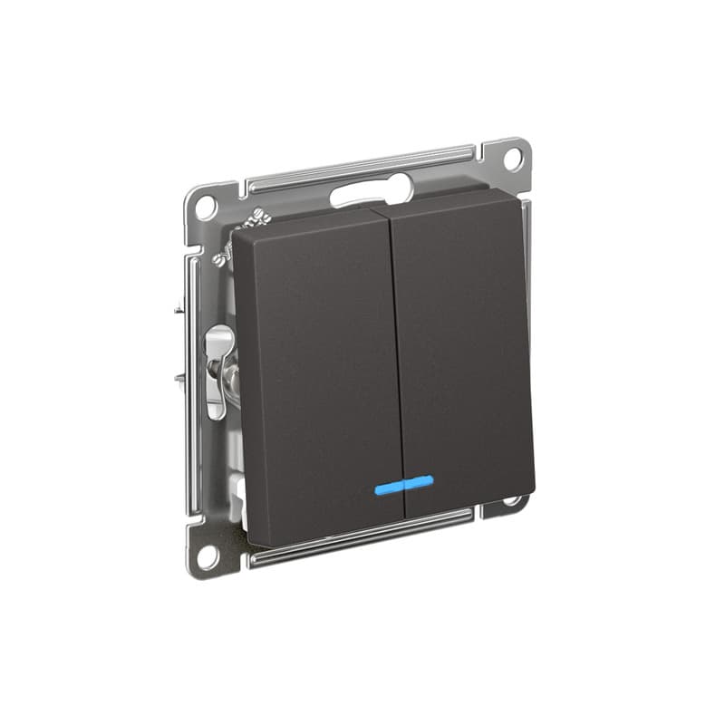 Выключатель двухклавишный с подсветкой Schneider Electric AtlasDesign базальт ATN001453