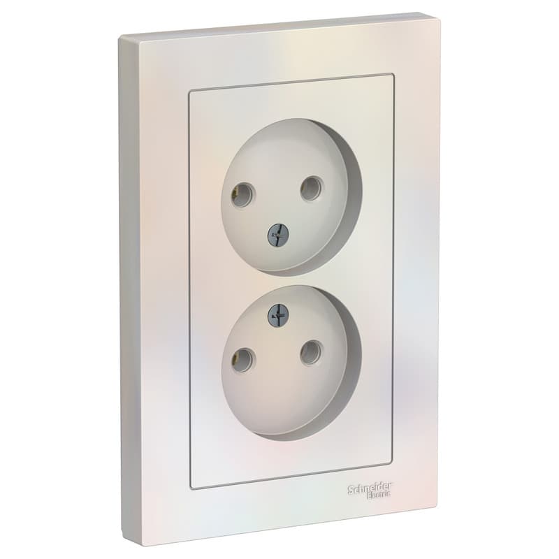 Розетка двойная без заземления Schneider Electric AtlasDesign жемчуг ATN000420