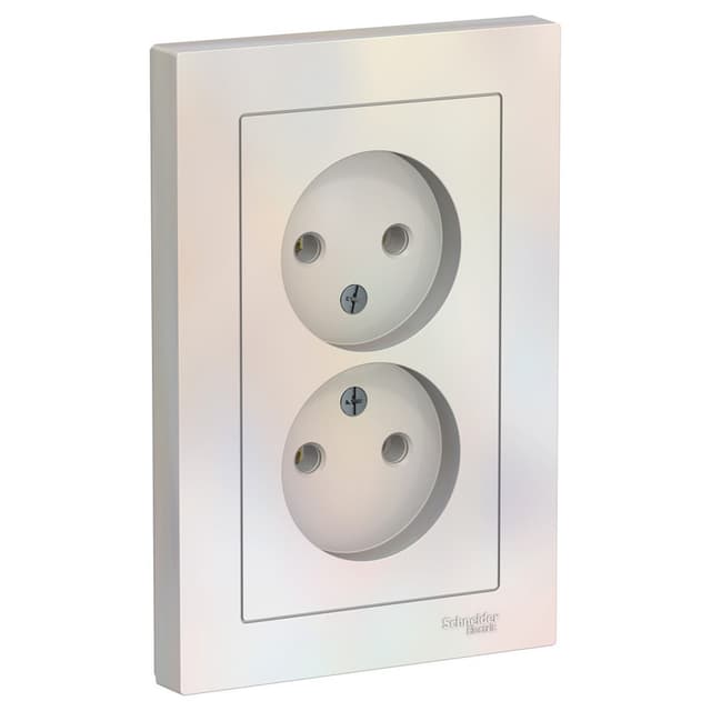 Розетка двойная без заземления Schneider Electric AtlasDesign жемчуг ATN000420