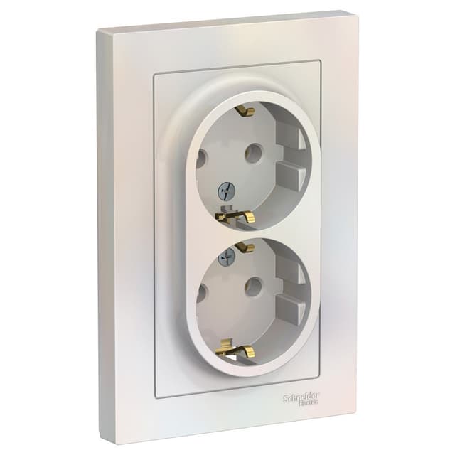 Розетка двойная с заземлением Schneider Electric AtlasDesign жемчуг ATN000424