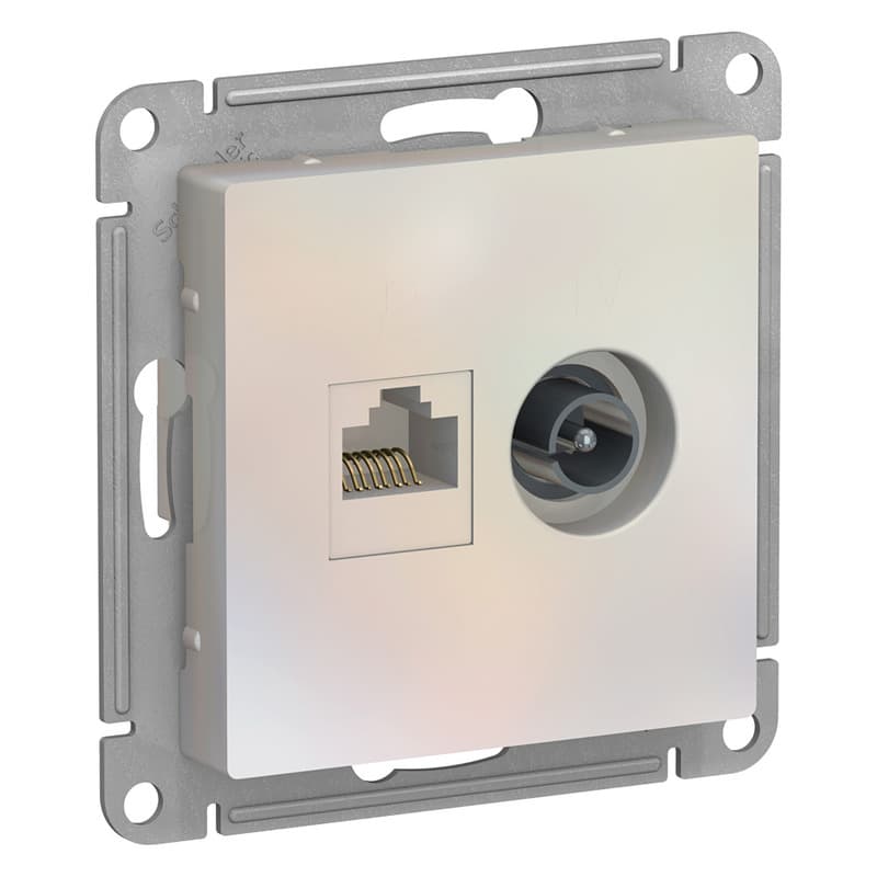 Розетка двойная TV компьютерная Schneider Electric AtlasDesign жемчуг ATN000489