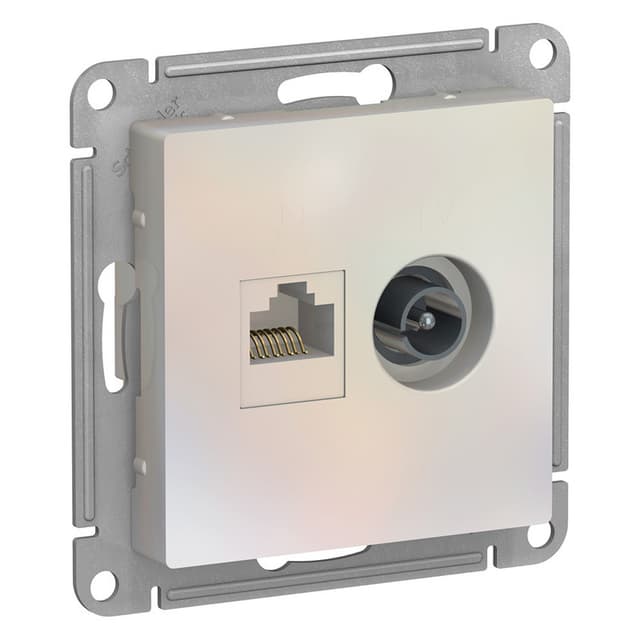 Розетка двойная TV компьютерная Schneider Electric AtlasDesign жемчуг ATN000489