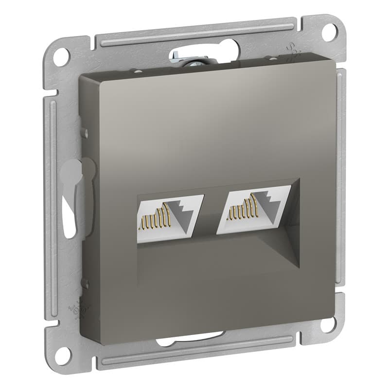 Розетка компьютерная двойная Schneider Electric AtlasDesign сталь ATN000985