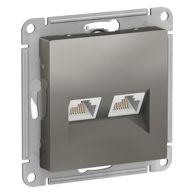 Розетка компьютерная двойная Schneider Electric AtlasDesign сталь ATN000985