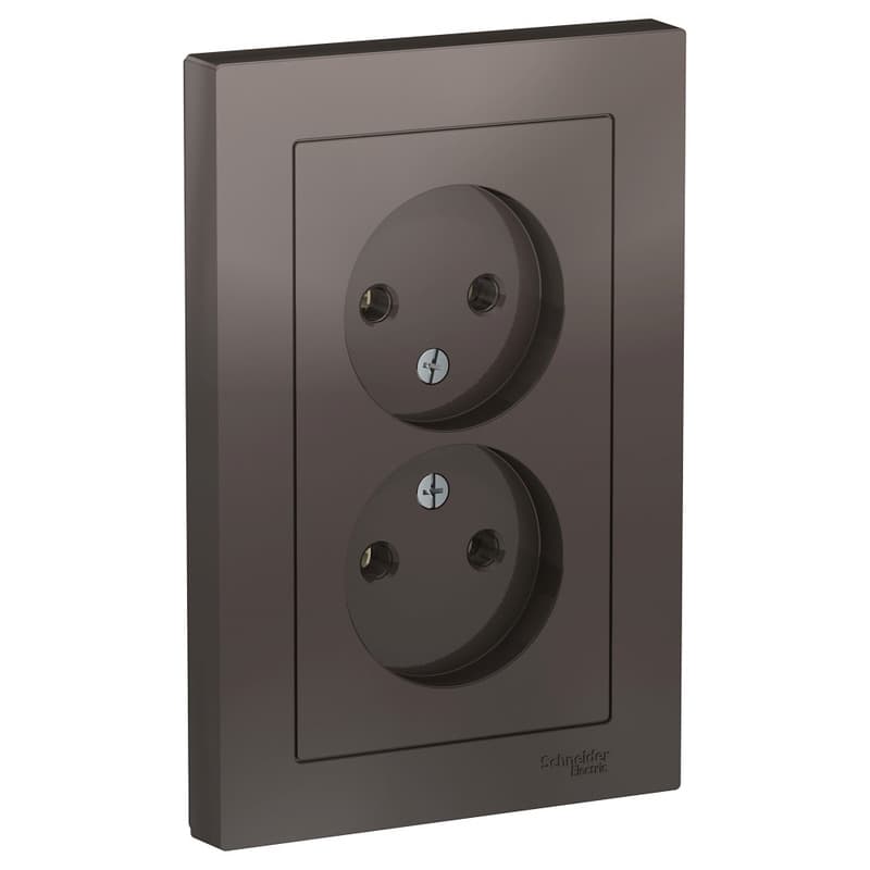 Розетка двойная без заземления Schneider Electric AtlasDesign мокко ATN000620