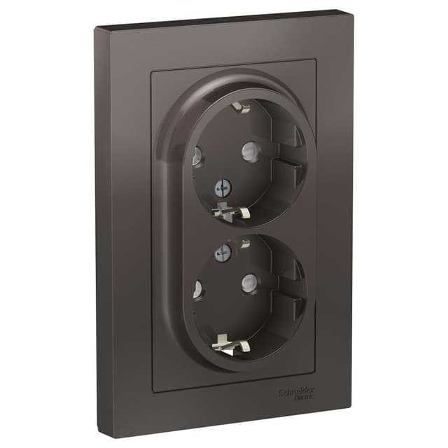 Розетка с заземлением и защитными шторками Schneider Electric AtlasDesign мокко ATN000626