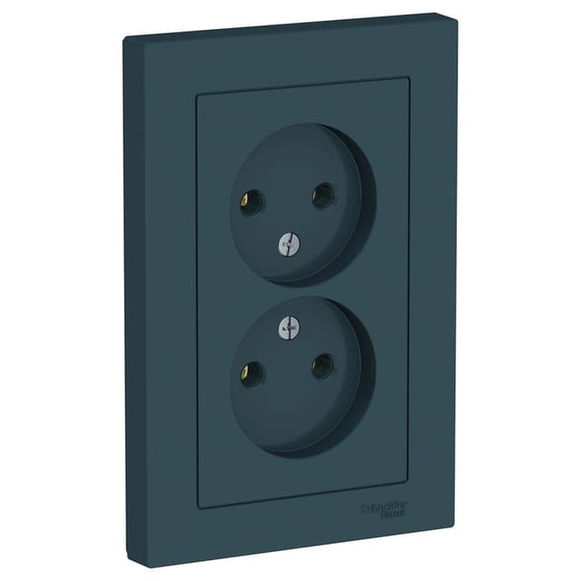 Розетка двойная без заземления Schneider Electric AtlasDesign изумруд ATN000820