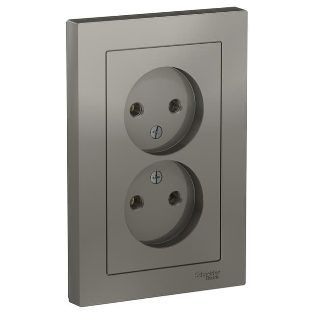 Розетка двойная без заземления Schneider Electric AtlasDesign сталь ATN000920