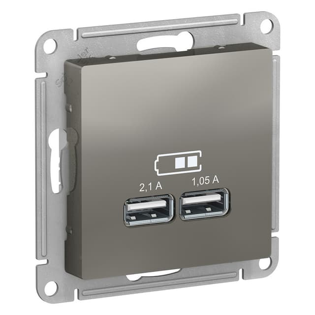 Розетка USB Type-A Schneider Electric AtlasDesign сталь ATN000933