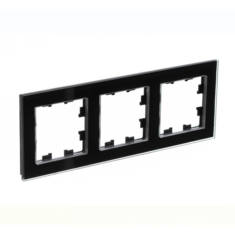 Рамка 3-местная Schneider Electric AtlasDesign Nature черный глянец ATN321003 для блока розеток и выключателей