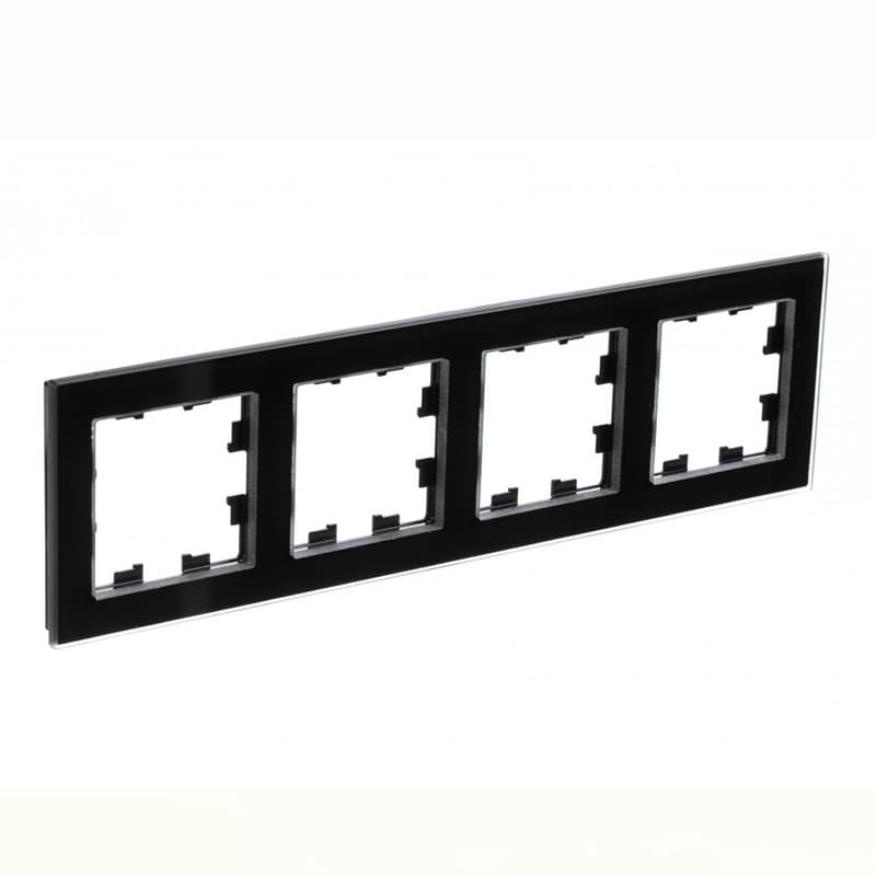 Рамка 4-местная Systeme (Schneider) Electric AtlasDesign Nature черный глянец ATN321004 для блока из четырех розеток или выключателей