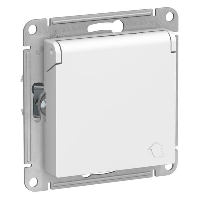Розетка с заземлением защитными шторками и крышкой Schneider Electric AtlasDesign лотос ATN001346