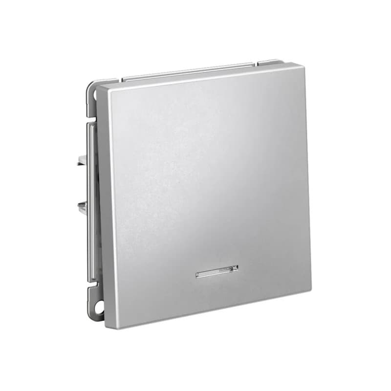 Дизайнерский выключатель одноклавишный с подсветкой Systeme Electric ArtGallery, цвет алюминий