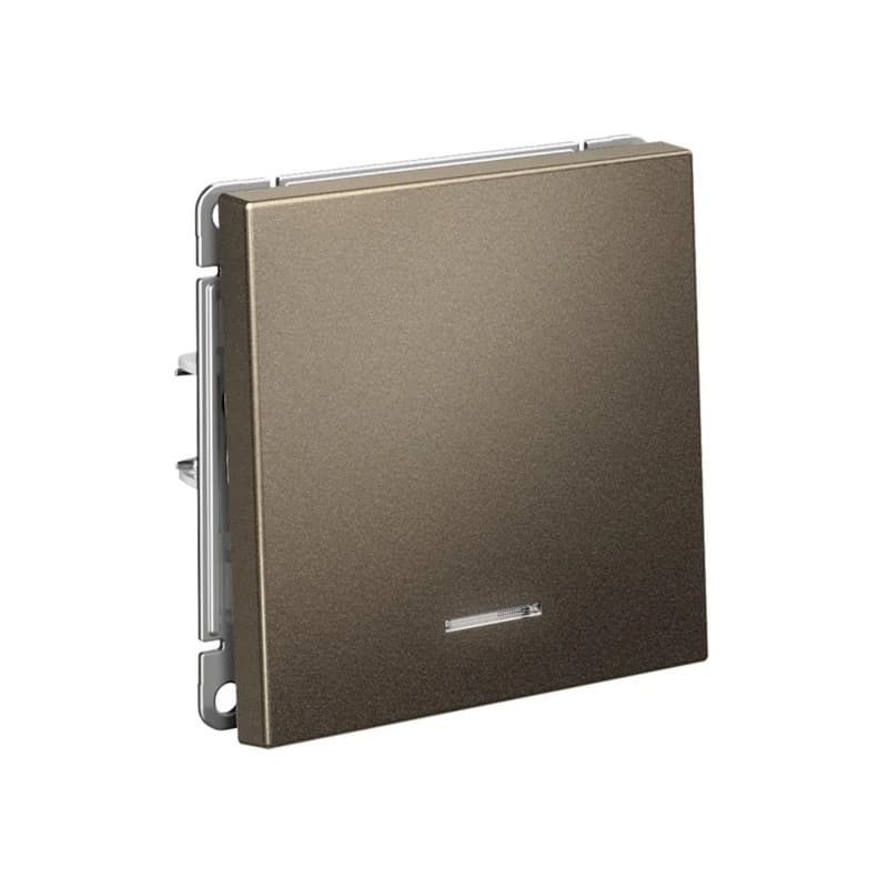 Дизайнерский выключатель одноклавишный с подсветкой Systeme Electric ArtGallery, цвет мокко