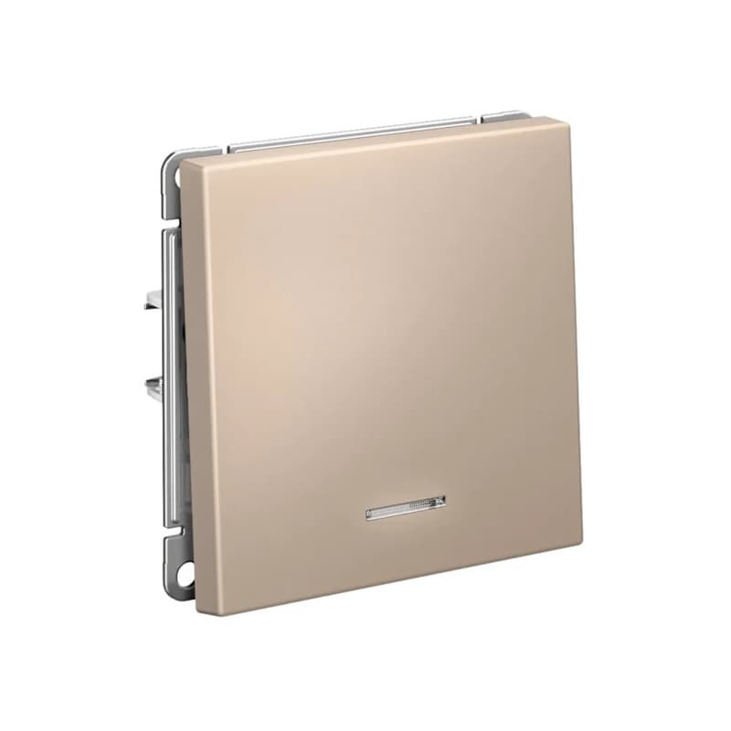 Дизайнерский выключатель одноклавишный с подсветкой Systeme Electric ArtGallery, цвет песочный