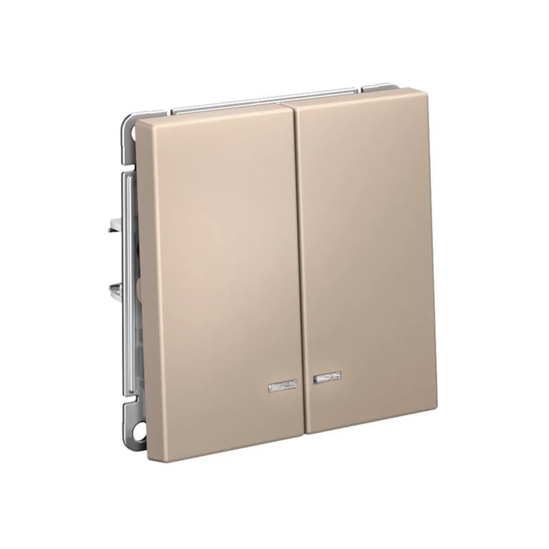 Дизайнерский выключатель двухклавишный с подсветкой Systeme Electric ArtGallery, цвет песочный