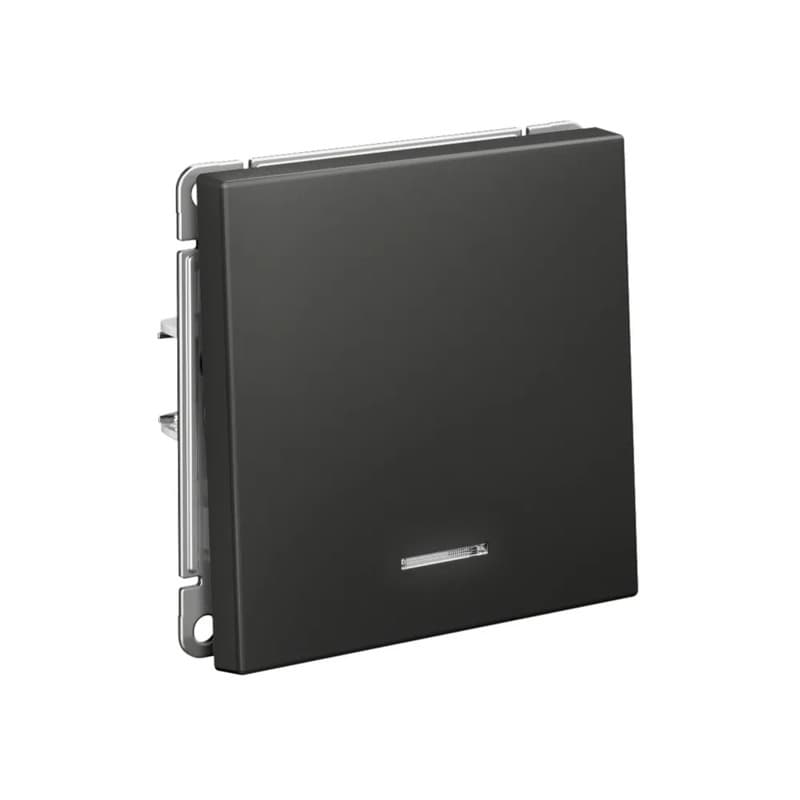 Дизайнерский выключатель одноклавишный с подсветкой Systeme Electric ArtGallery, цвет базальт