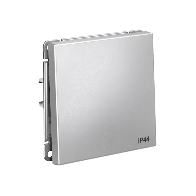 Дизайнерский влагозащищенный проходной выключатель одноклавишный Systeme Electric ArtGallery, степень защиты IP44, цвет алюминий