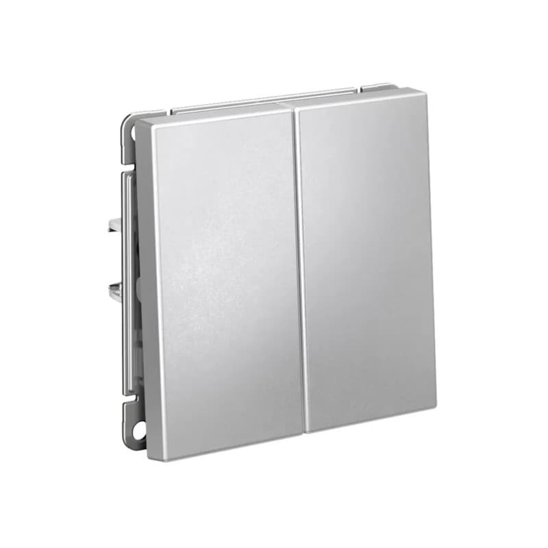 Дизайнерский выключатель двухкнопочный Systeme Electric ArtGallery, цвет алюминий, современный дизайн