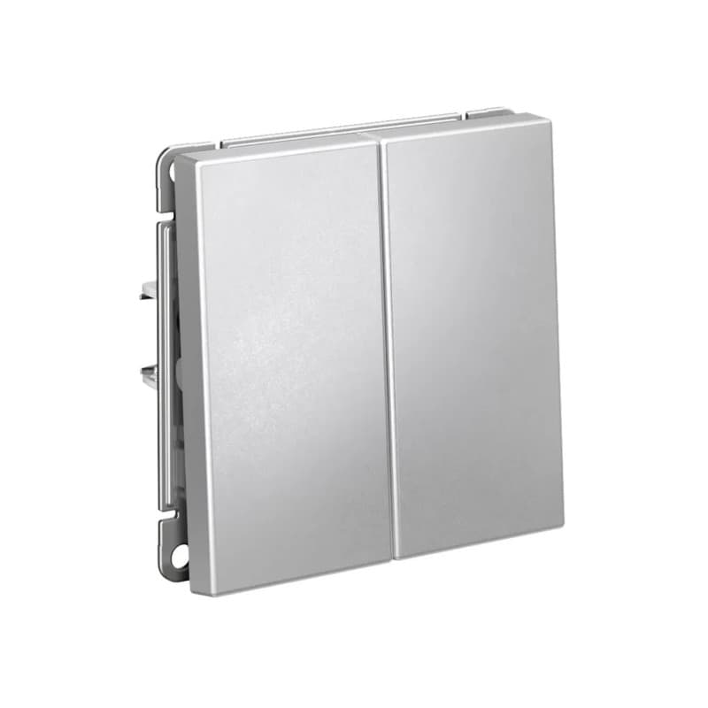 Дизайнерский выключатель двухклавишный Systeme Electric ArtGallery, цвет алюминий