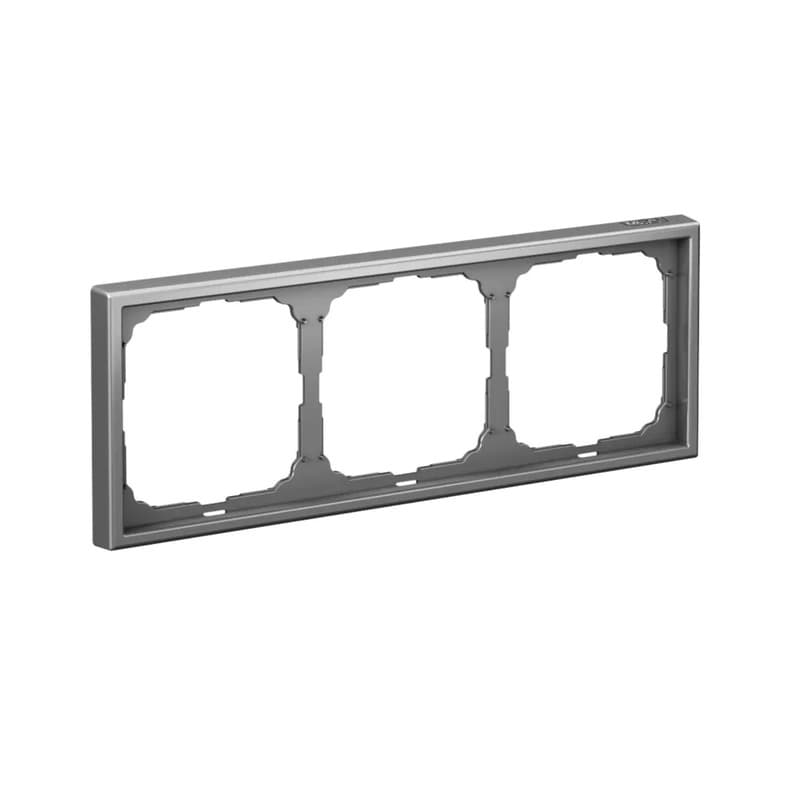 Дизайнерская рамка на 3 места (модуля) для выключателей или розеток Systeme Electric ArtGallery, цвет сталь