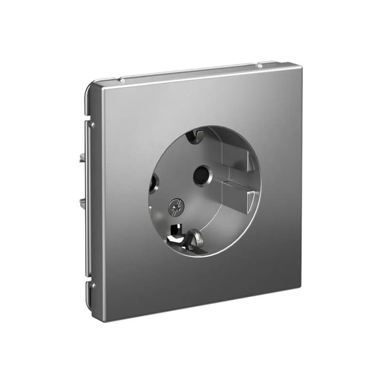 Дизайнерская розетка с заземлением и защитными шторками Systeme Electric ArtGallery, цвет сталь