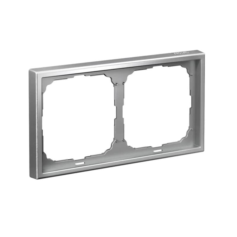 Дизайнерская рамка на 2 места (модуля) для выключателей или розеток Systeme Electric ArtGallery, цвет алюминий