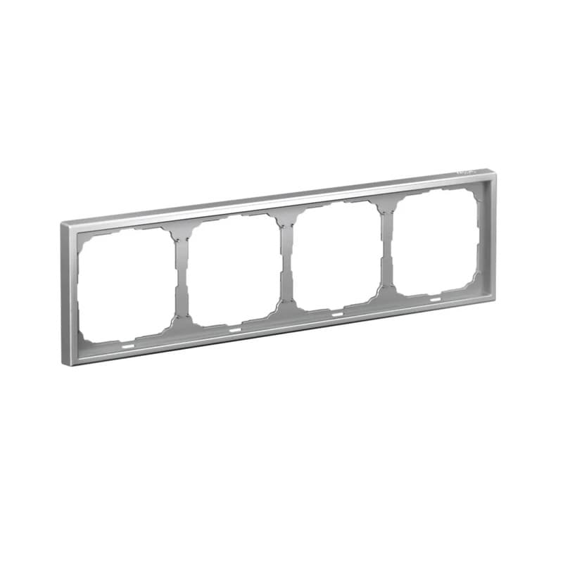 Дизайнерская рамка на 4 места (модуля) для выключателей или розеток Systeme Electric ArtGallery, цвет алюминий