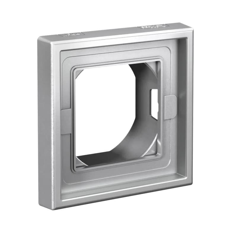 Дизайнерская влагозащищенная рамка на 1 место (модуль) для выключателя или розетки Systeme Electric ArtGallery, цвет алюминий