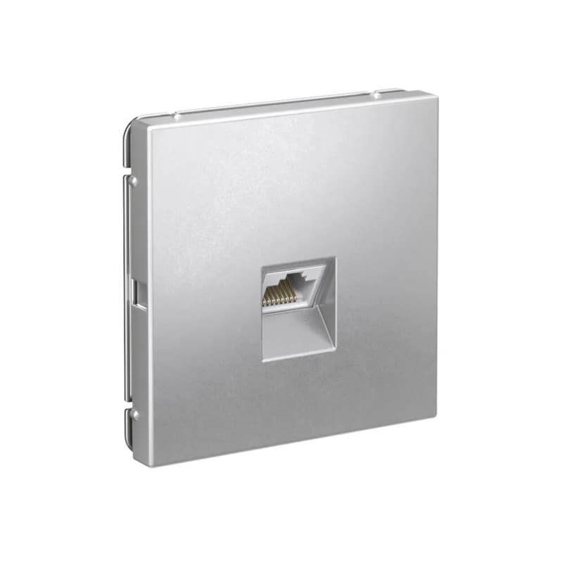 Дизайнерская компьютерная розетка категории 6A (Cat.6A) Systeme Electric ArtGallery, цвет алюминий, порт RJ45