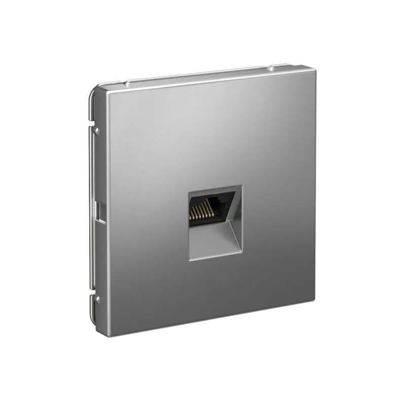 Дизайнерская компьютерная розетка категории 6A (Cat.6A) Systeme Electric ArtGallery, цвет сталь, порт RJ45