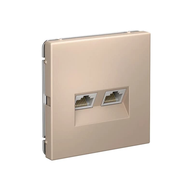 Дизайнерская двойная компьютерная розетка категории 6A (Cat.6A) Systeme Electric ArtGallery, два порта RJ45, цвет песочный